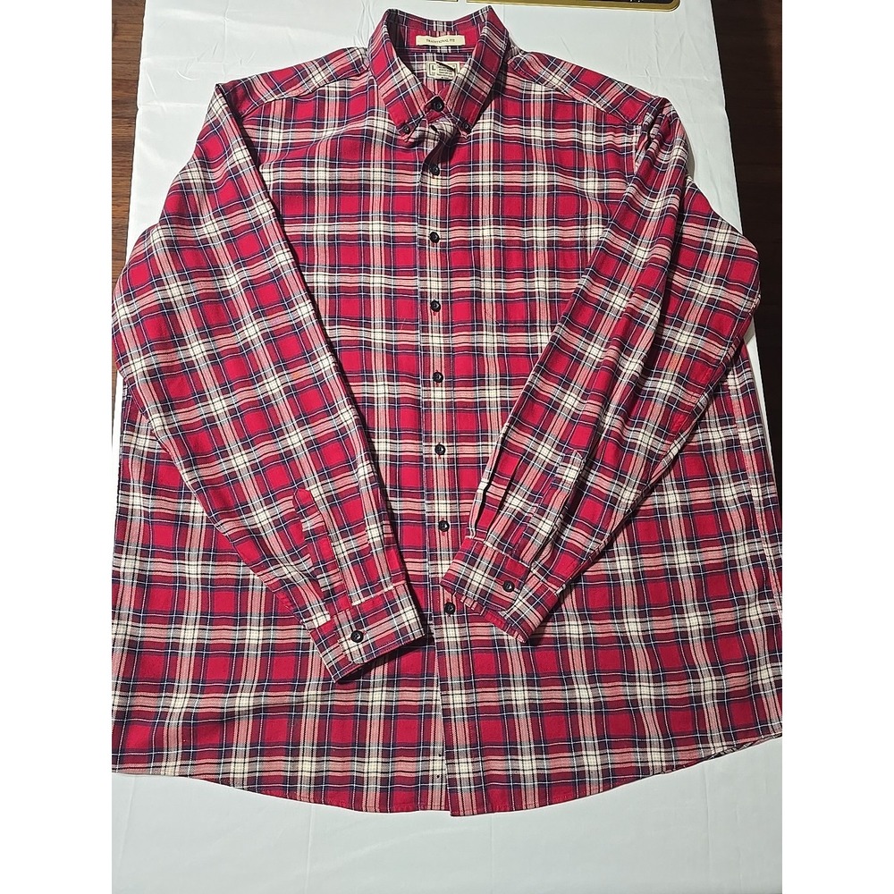 LL Bean Shirt Men's Size XXL TALL Red Plaid‎ Button Down Long Sleeve